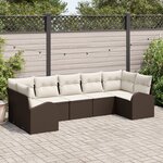 vidaXL Ensemble de canapé de jardin 7 pièces avec coussins marron en poly rotin
