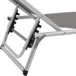 vidaXL Chaise longue pliable avec toit aluminium et textilène gris