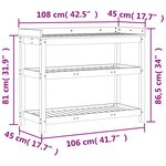 vidaXL Table de rempotage avec étagères marron bois massif de pin
