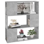 vidaXL Bibliothèque/Séparateur de pièce Gris béton 80x24x94 cm