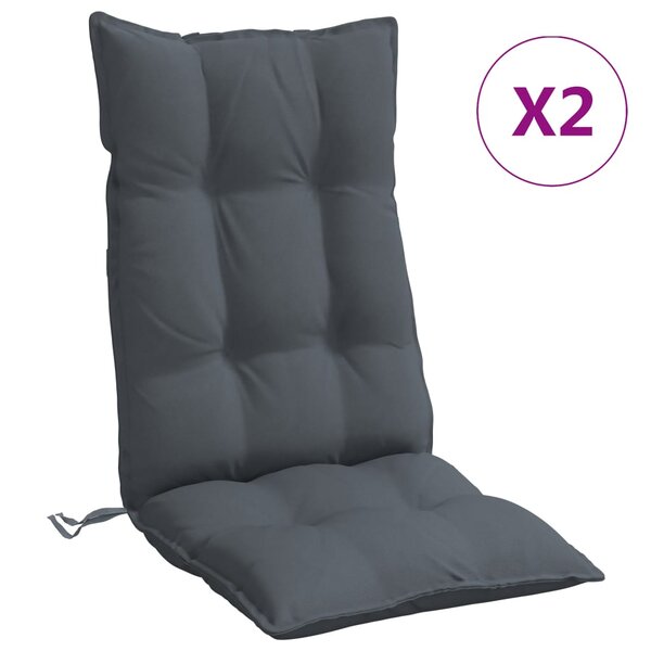 vidaXL Coussins de chaise à dossier haut lot de 2 anthracite