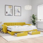vidaXL Lit de jour avec gigogne et tiroirs jaune 80x200 cm velours
