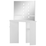vidaXL Coiffeuse d'angle table de maquillage lumière LED Blanc clair