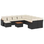 vidaXL Salon de jardin 12 Pièces avec coussins noir résine tressée