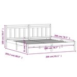vidaXL Cadre de lit sans matelas noir bois massif 200x200 cm