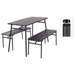 ProGarden Ensemble table et banc de jardin 3 Pièces gris acier