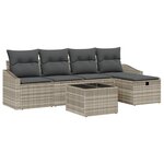 vidaXL Ensemble de canapé de jardin 6 pièces avec coussins gris clair en rattan synthétique