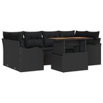 Ensemble de Canapés de Jardin de 7 Pièces avec Coussins Noir Poly Rattan
