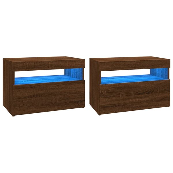 vidaXL Meubles TV 2 Pièces avec lumières LED Chêne marron 60x35x40 cm