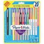 Stylos feutre flair  blister de 20 paper mate