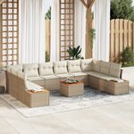 vidaXL Ensemble de canapés de jardin avec coussins beige en rotin synthétique