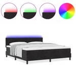 LIT BOX SPRING vidaXL avec Matelas & LED Noir 180x200 cm Velours