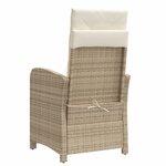 vidaXL Chaise inclinable de jardin avec coussins beige résine tressée