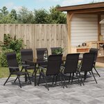 vidaXL Ensemble de 9 pièces pour repas en jardin noir rattan poly