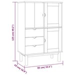 vidaXL Buffet haut OTTA marron et blanc 85x43x125 cm bois massif pin