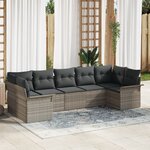vidaXL Ensemble de Canapé de Jardin 7 pièces avec coussins Gris Clair Poly Rattan