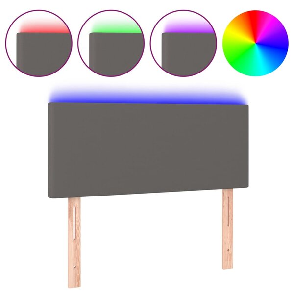 vidaXL Tête de lit à LED Gris 100x5x78/88 cm Similicuir