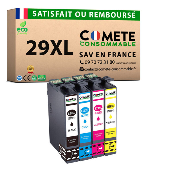 COMETE, Entreprise Française- 29XL - pack 4 Cartouches Compatibles EPSON