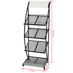 vidaXL Porte-revue 47 x 40 x 134 cm Noir et blanc A4