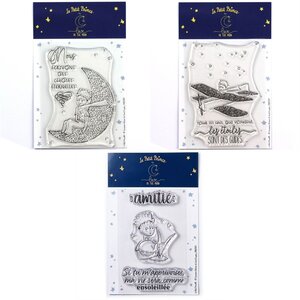 5 Tampons transparents Le Petit Prince et la Lune + son Avion + Renard