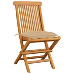 vidaXL Chaises de jardin et coussins beige lot de 8 Bois teck massif