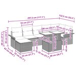 Canapé de jardin 8 pièces avec coussins noirs en poly rotin