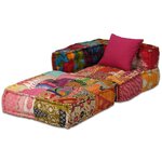 vidaXL Pouf modulaire à 2 places Patchwork Tissu