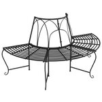 vidaXL Banc demi-circulaire tour d'arbre Ø159 cm Noir Acier
