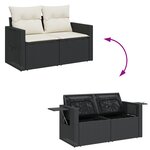 Ensemble de Canapé de Jardin de 10 Pièces avec Coussins Noir Poly Rattan Acacia