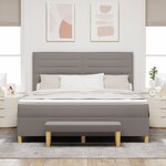 Lit à sommier tapissier vidaXL avec matelas et banc Taupe 180x200 cm en tissu
