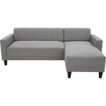Canapé d'angle fixe 4 places BOB - Tissu souris - Réversible - 197 x 117 x 65 cm