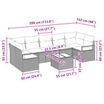Ensemble de Canapés de Jardin de 8 Pièces avec Coussins Gris Rattan