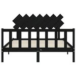 vidaXL Cadre de lit avec tête de lit noir 140x190 cm bois massif