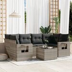 vidaXL Salon de jardin avec coussins 7 Pièces gris clair résine tressée