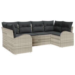 vidaXL Canapé de jardin 6 pièces avec coussins gris clair