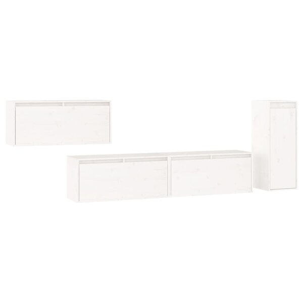 vidaXL Meubles TV 4 Pièces Blanc Bois massif de pin