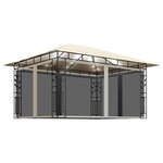 vidaXL Tonnelle avec moustiquaire et lumières LED 4x3x2 73 m Crème