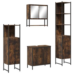 vidaXL Ensemble de meubles de salle de bain 4 Pièces Chêne fumé Bois