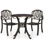 Ensemble de bistro jardin meuble extérieur terrasse 3 pièces aluminium coulé bronze 02_0013503