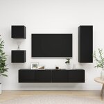 vidaXL Ensemble de meuble TV 5 Pièces Noir Bois d'ingénierie