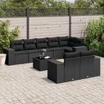 vidaXL Salon de jardin 9 Pièces avec coussins noir résine tressée