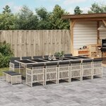 vidaXL Ensemble à manger de jardin et coussins 17 Pièces gris clair rotin