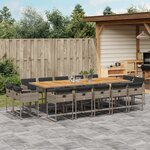 vidaXL Ensemble à manger de jardin 15 Pièces coussins gris résine tressée