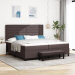 vidaXL Lit à ressorts avec matelas et banc brun foncé 200x200 cm tissu