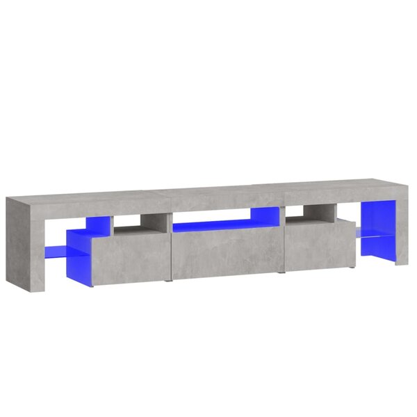 vidaXL Meuble TV avec lumières LED Gris béton 200x36 5x40 cm