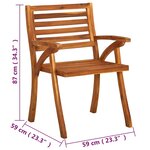 vidaXL Chaises de jardin avec coussins lot de 4 Bois de teck solide
