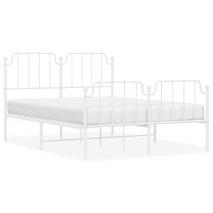 vidaXL Cadre de lit métal sans matelas et pied de lit blanc 140x190 cm