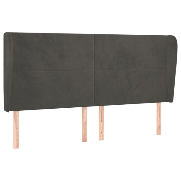 vidaXL Tête de lit avec oreilles Gris foncé 183x23x118/128 cm Velours