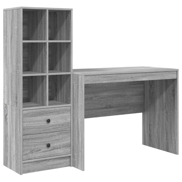 vidaXL Bureau avec rangement Gris Sonoma Bois reconstitué