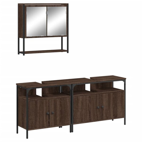 vidaXL Ensemble de meubles de salle de bain 3 Pièces Chêne marron